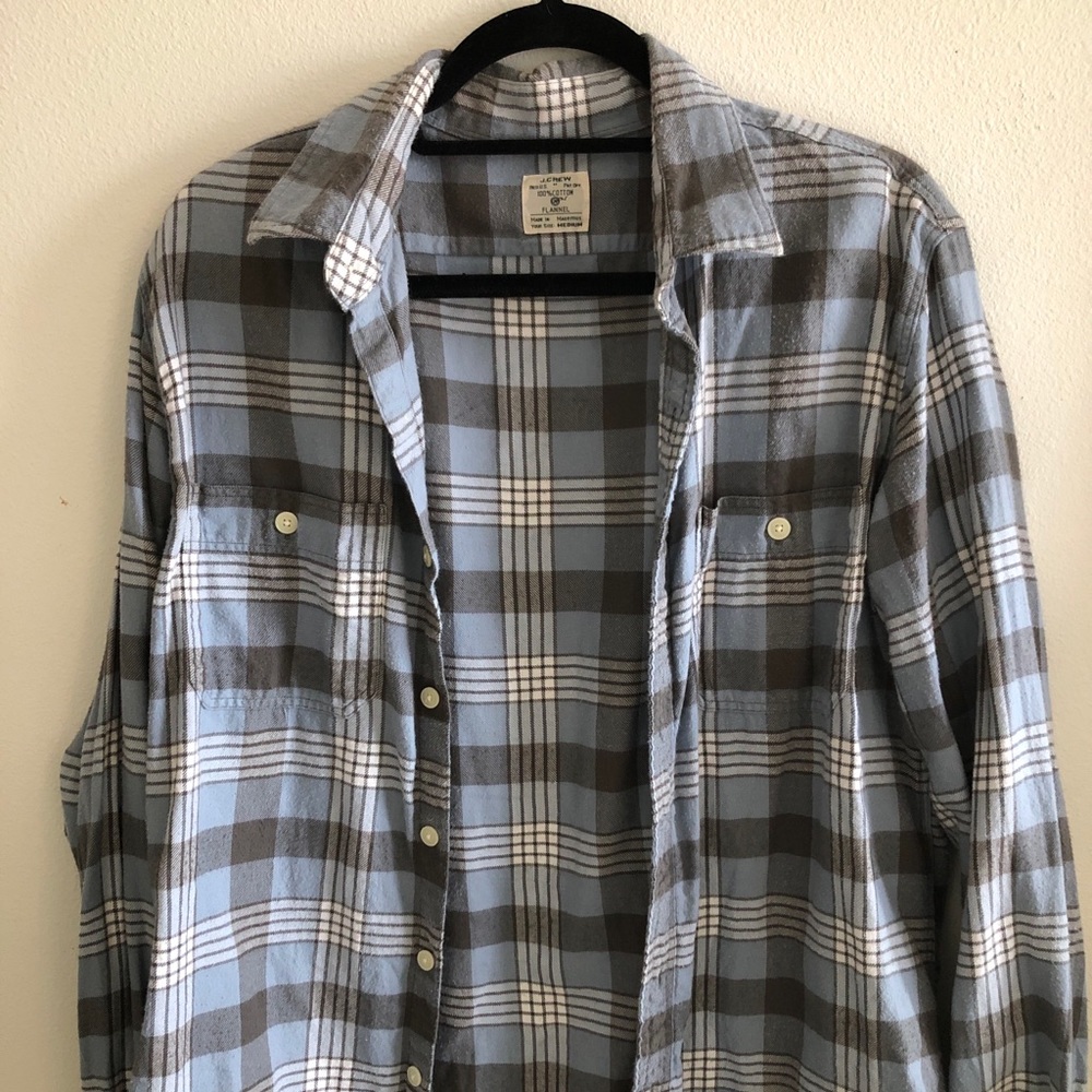 Blue button up flannel shirt